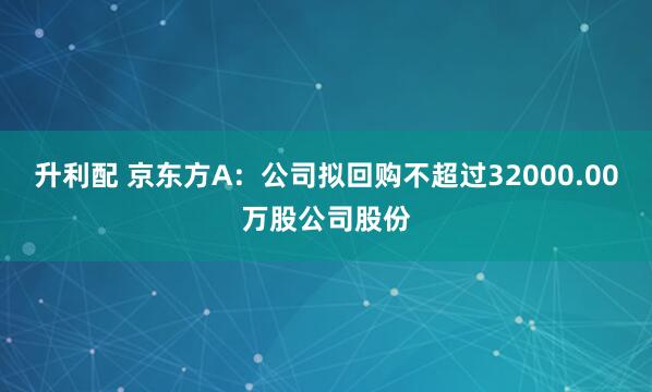 升利配 京东方A：公司拟回购不超过32000.00万股公司股份