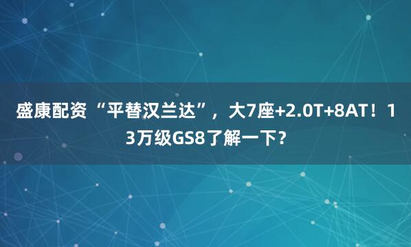 盛康配资 “平替汉兰达”，大7座+2.0T+8AT！13万级GS8了解一下？
