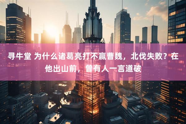 寻牛堂 为什么诸葛亮打不赢曹魏，北伐失败？在他出山前，曾有人一言道破